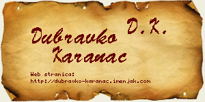 Dubravko Karanac vizit kartica